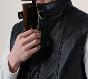 Chaqueta Unisex Casual Negra de Algodón/Poliéster con Cremallera Personalizada, Venta al por Mayor, de Alta Calidad, Moderna, para Motocicleta, Invierno, con Cuello Alto - Product Image 4