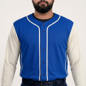 Ensemble de vêtements de baseball pour hommes, pantalon en jersey uni, manches longues, fermeture à boutons, respirant, 100% polyester, toutes saisons - Product Image 3