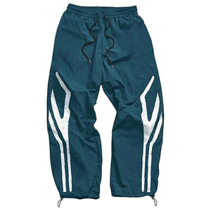 กางเกงไนลอนเอวยางยืดสำหรับผู้ชายกางเกงวอร์มขาตรงแบบลำลอง - Product Image 1