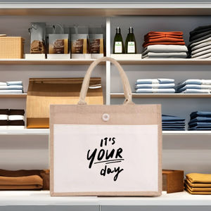 Designer shopping bag made of 100% Jute with customizable logo & size eco friendly <b>shop</b> bags - Product Image 1