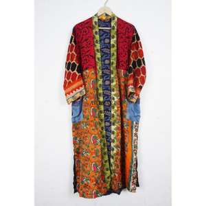 Kimono Largo Bohemio de Seda Japonesa Tradicional para Mujer, Ropa de Playa Vintage a la Moda con Parches para Vacaciones de Verano - Product Image 2