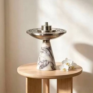 Quemador de Incienso Artesanal Ecológico de Acero Inoxidable con Tapa de Metal Plateado Tallada y Base Cónica para Aromaterapia - Product Image 1