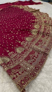 Indian Wedding <b>Lehenga</b> Choli Set <b>Women</b> Silk Embroidered For Traditional Bride Dress with Dupatta - Product Image 6
