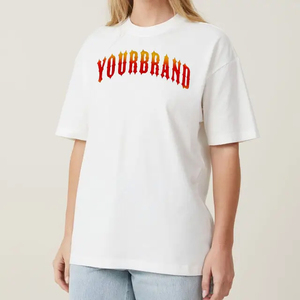 เสื้อยืดลำลองผู้หญิงไซส์ใหญ่ แขนสั้น ผ้าฝ้าย ระบายอากาศได้ดี ตกแต่งด้วยโลโก้ - Product Image 1