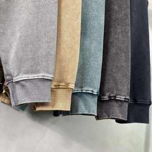 Sudadera Vintage Negra Lavada Personalizada, 400GSM, Felpa Francesa Gruesa, Cuello Redondo para Hombre, 100% Algodón, Temporada de Invierno - Product Image 2