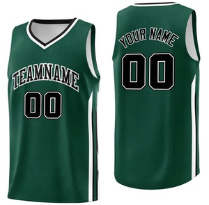 Custom Green Basketball Jersey V-Neck Sleeveless Sublimated <b>Mesh</b> Uniform Team Name Number Unisex Adult All Seasons - Product Image 1