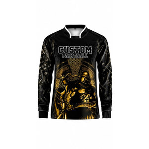 Camiseta de Paintball Personalizada de Manga Larga para Hombre, Negra y Dorada, Diseño Guerrero Celta, Uniforme Deportivo Sublimado para Equipo - Product Image 2