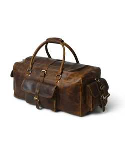 Wholesale <b>Light</b> Weight Durable Strong Personality Genuine Leather Vintage Gym Bag Zipper Characters Large Storage Travel Cross - Product Image 5