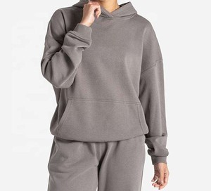 Hot Selling Autumn Solid Eco-Friendly 100% Cotton Hooded Heavyweight Hoodie <b>Joggers</b> Set for Men Casual Sport Tracksuit - Product Image 3
