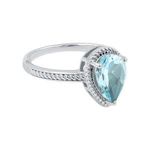 Gourik 925 Sterling Silver Women's Vintage Wedding Gemstone 10x7mm Pear Shape Natural Sky Blue Topaz Prong Setting <b>Ring</b> - Product Image 2