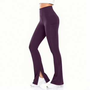 Leggings de yoga pour femmes WARISON INDUSTRIES, couleur unie, taille haute, vêtements de fitness, leggings évasés, logo personnalisé, vente en gros - Product Image 6