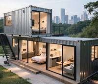 Maison de style capsule moderne avec système de maison connectée à commande vocale