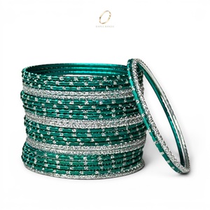 Juego de Brazaletes de Acero Inoxidable Verde para Niñas, Joyería de Moda India para Fiestas, Fabricante Mayorista - Product Image 3