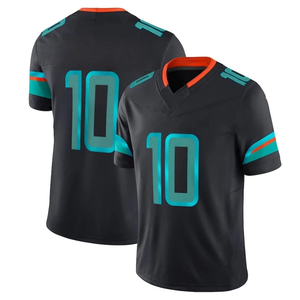 Custom American Football Jersey Black Teal Team Uniform Youth Adult Breathable Quick Dry Sports Shirt OEM Printing - Product Image 4
