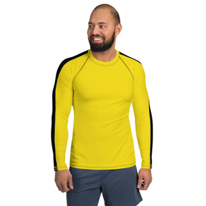 Camiseta Deportiva de Manga Larga Amarilla para Hombre con Rayas Negras de Secado Rápido en Poliéster - Product Image 5