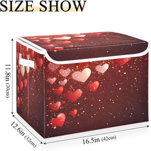 Contenitori Decorativi a Forma di Cuore Rosso per San Valentino con Coperchi e Manici, Organizzatori Pieghevoli per la Casa - Product Image 3