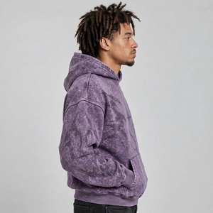Trendy mens acid wash <b>hoodie</b> offering cozy comfort distinctive color effect relaxed fit and lasting <b>stitching</b> for everyday use - Product Image 6