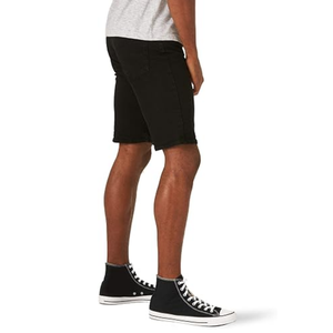 Custom Jet <b>Black</b> Denim <b>Shorts</b> Durable Stretch Cotton Elastane Slim Silhouette Neat Plain Hem Knee Length Urban <b>Jean</b> <b>Shorts</b> - Product Image 1