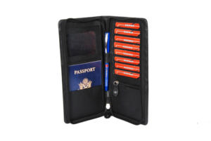 1 porte-documents en cuir véritable, porte-documents multiples de couleur noire, portefeuille de voyage à longue fermeture éclair - Product Image 3