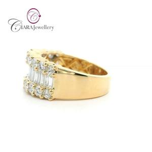 Nuevo clásico 18K AU750 oro blanco sólido redondo natural y anillo de diamantes Baguette para bodas fiestas aniversarios - Product Image 5
