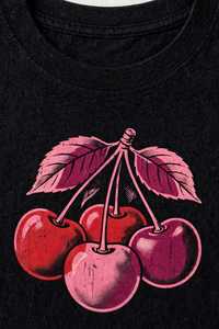 Camiseta sin Mangas para Mujer, Cuello Redondo, Color Negro, Estampado Gráfico Retro de Cerezas Rosas, Informal, Transpirable, 100% Algodón, para Verano - Product Image 6