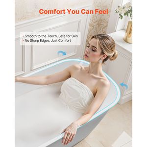 Vasca da Bagno Freestanding Contemporanea in Acrilico da 67 Pollici, Elegante Forma Ovale, Bianca con Scarico Cromato Lucido - Product Image 6
