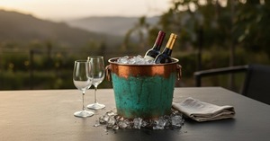 Mostrador de Bar con Acabado Verde y Cobre para Exhibición de Bebidas en Clubes, Salones, Restaurantes y Cafeterías - Product Image 2