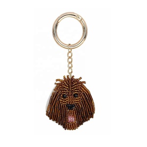 Porte-clés en perles de verre faites à la main en forme de tête de chien, breloque de sac, porte-clés en forme d'animal, accessoire pour clés, sac, clés de voiture, porte-monnaie, cadeau - Product Image 1