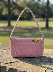Handmade <b>Pink</b> Rectangular <b>Purse</b> With Golf Theme Embroidery Cotton Textile Craft Accessory - Product Image 3