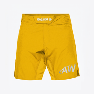 Askar Wear Ind MMA <b>Shorts</b> Men Yellow Quick Dry Regular Fit Mixed Martial Arts Fight Gear Adult Printed Front Logo - Product Image 1