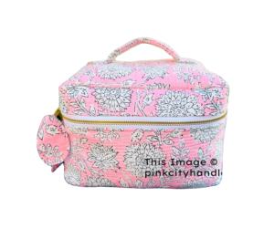 Best Quality Indian Handmade Cotton <b>Makeup</b> Bag Quilted Cosmetic for Toiletry Pouch with Zipper Closure Fashion Style Wholesale - Product Image 1