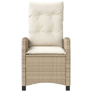 Beige Poly <b>Rattan</b> <b>Reclining</b> Patio <b>Chair</b> with Cushions - Product Image 4