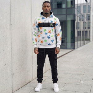 Sweat à capuche personnalisé OEM pour homme, en tissu tricoté 100% coton blanc d'hiver, avec logo imprimé par sublimation sur le devant et doublure. - Product Image 3