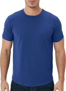 เสื้อยืดออกกำลังกายผู้ชายทรงสลิมฟิตแบบ DTF ผ้าฝ้าย 95% สำหรับใส่ลำลองหรือเล่นกีฬา แขนสั้น ลายเรียบ ทอแบบเรียบ ย้อมสีพื้น - Product Image 5