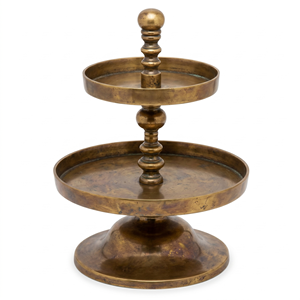 Two <b>Tier</b> Bronze <b>Cake</b> Stand Round Multi Layer Metal Dessert Display for Celebrations Cupcake Holder Serving Tray For Parties - Product Image 1