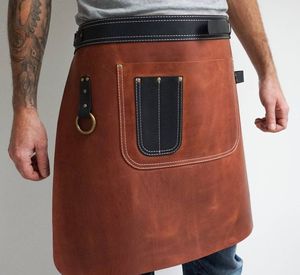 Handmade <b>Half</b>-Length Vintage Classic Buffalo Leather Waist <b>Apron</b> Rustic Brown Genuine Leather Eco-Friendly Durable Workwear - Product Image 1