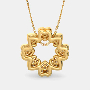 Collar con Colgante de Diamante Cultivado en Laboratorio en Forma de Corona de Corazones de Oro Amarillo de 14K - Product Image 3
