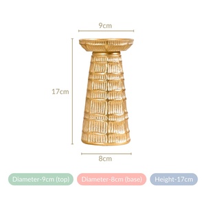 Elegant Metal <b>Candle</b> Pillar Holder With Gold Finish Round Shape Embossed Design Table Centerpiece For Home & Wedding Decoration - Product Image 3