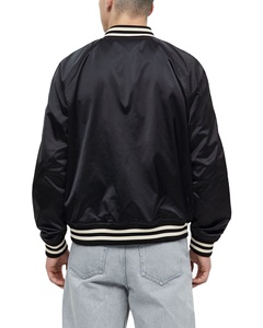 Wholesale Solid Color <b>Men</b> Satin Varsity Jacket Latest Luxury Black Top Design Breathable <b>Men</b> Streetwear Satin Plus Size Jacket - Product Image 2