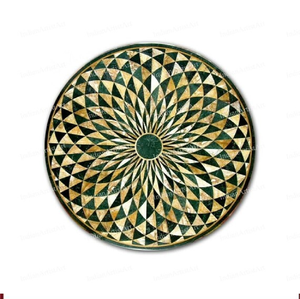 Plateau de table rectangulaire en marbre, orné de motifs traditionnels raffinés, avec un centre ovale, incrustation en os de marbre, en gros. - Product Image 3