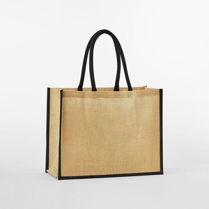 <b>Medium</b> Black Jute Fashion Shopping <b>Bag</b> with Hand Length Handles for Groceries - Product Image 2