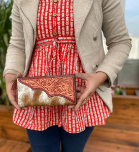 กระเป๋าเงินหนังวัวแท้แบบใหม่สำหรับผู้หญิงกระเป๋าใส่บัตรเครดิตหนังแท้กระเป๋าคลัทช์หนังตะวันตกของขวัญสำหรับเธอ - Product Image 4