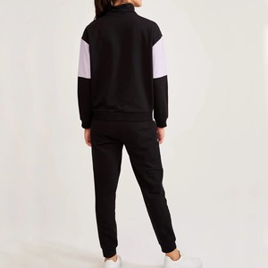 <b>Women</b> Color Blocking Tracksuit Set Half-Zip Pullover Pants Full Sleeve Breathable Sporty Autumn Wear - Product Image 4