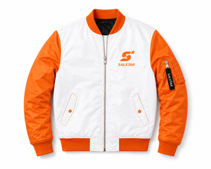 High Quality <b>Waterproof</b> Winter Bomber OEM Manufacturer Wholesale Streetwear Varsity <b>Jacket</b> Men Custom Orange <b>White</b> Contrast - Product Image 3