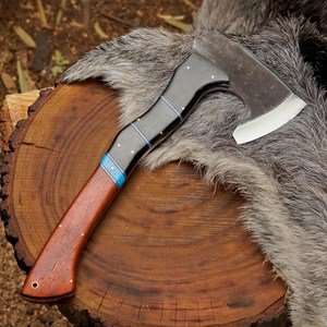 Hache tactique Tomahawk industrielle en acier 1095, personnalisable OEM, forgée à la main, à manche intégral, pour extérieur, avec manche élégant - Product Image 4