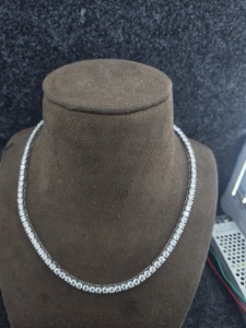 Women's Rose Gold Plated 925 <b>Silver</b> Moissanite <b>Choker</b> Necklace Brilliant Cut Channel Setting Luxury Bead Chain Everyday Wear - Product Image 1