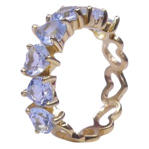 Anillo Clásico de Plata de Ley 925 Chapado en Oro con Topacio Azul para Mujer, Joyería para Bodas - Product Image 1