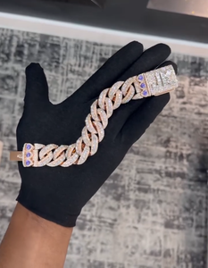 สร้อยข้อมือคิวบันฮิปฮอปประดับมอยส์ซาไนต์ เงินแท้ 925 พร้อมป้ายชื่อสั่งทำ ขายส่ง - Product Image 3