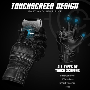 Leather Driving <b>Gloves</b> Black <b>Touchscreen</b> Design Pull on Closure Unisex Outdoor Work Welder - Product Image 4