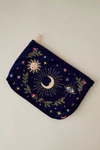 Bolso de mano de terciopelo hecho a mano con cuentas de ojo turco, estrella celestial, para mujer, neceser cosmético bohemio con cremallera y borla, Craftera Export - Product Image 4